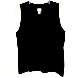 Chico's Sweater Vest Black Knit Top ~ Size L